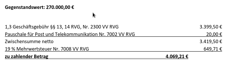 Mögliches und wahrscheinliches Motiv des Streitwertes: „Schmerzensgeld“ für den Anwalt. 