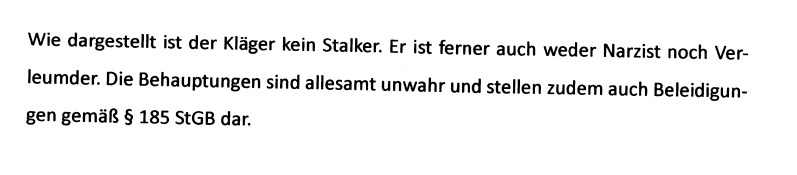 Beweis: Der Verleumder Skrziepietz klagt darauf, nicht Verleumder genannt zu werden.