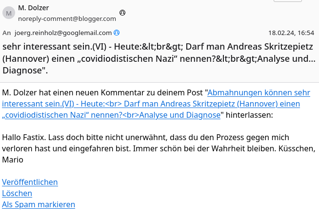 Die Irrungen des Stalkers und „DüVerlaZ“ Andreas Skrziepietz (a.k.a. „Docmacher“, Hannover)