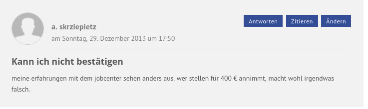 Der „Docmacher“ Andreas Skrziepietz aus Hannover veröffentlichte 2013 selbst, dass er „Erfahrungen“ (Plural!) mit dem Jobcenter hat. 