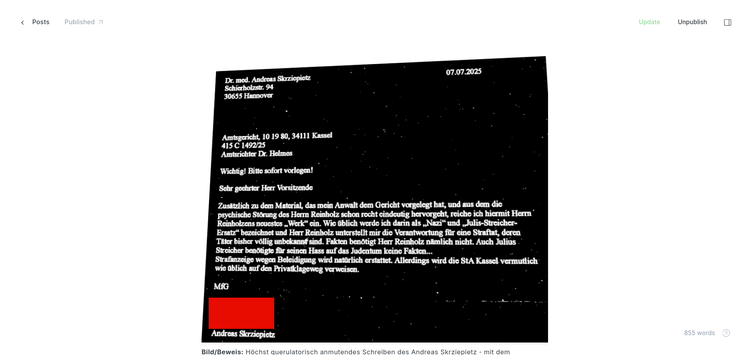Amtsgericht Kassel untersagt von Schädigungsabsicht getriebenem Lügner Andreas Skrziepietz (Hannover) blöde Verleumdungen und Beleidigungen