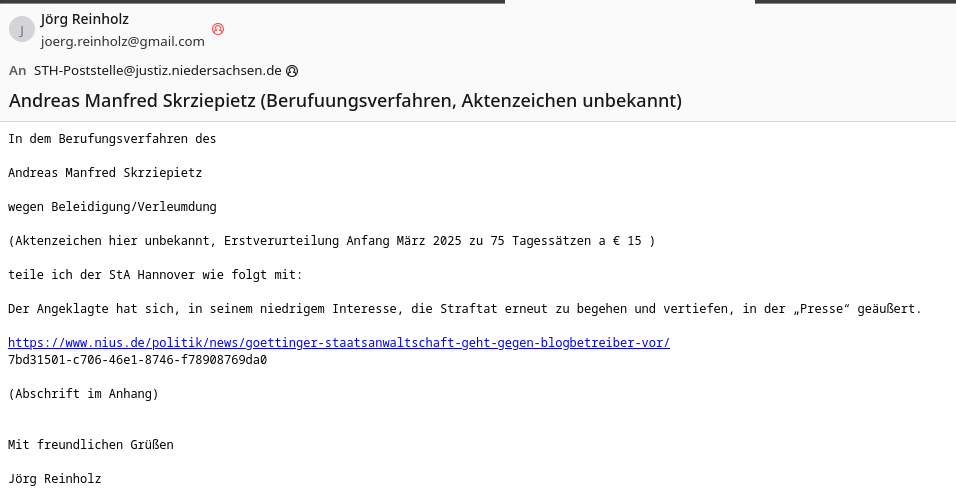 Heute back ich, morgen brat ich ... Gruß an einen dummen Kriminellen.