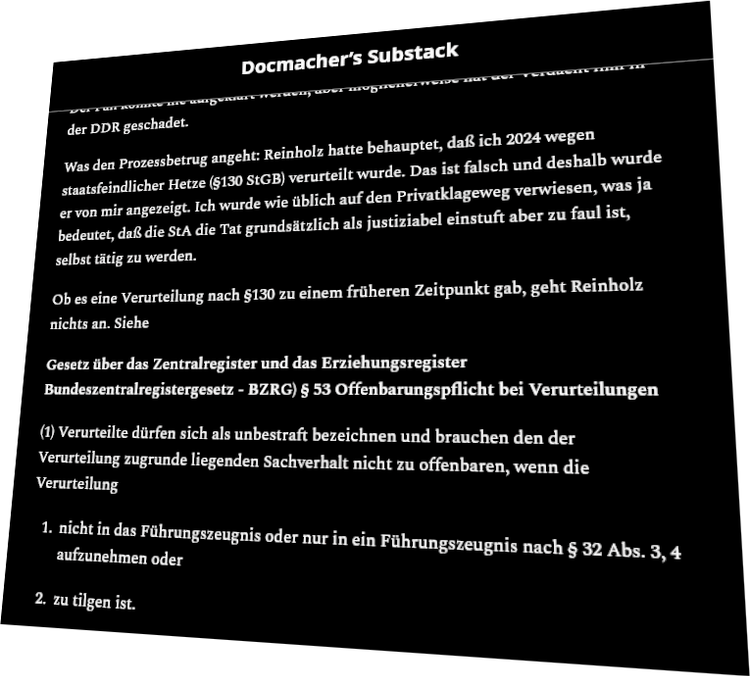 Der wohl dümmste Docmacher aller Zeiten (DüDocaZ) gesteht öffentlich seinen Prozessbetrug, seinen Rechtsmissbrauch und seine Falschbeschuldigung