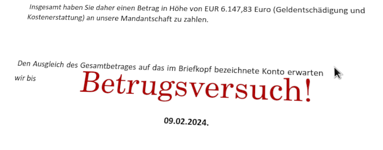 Betrugsversuch Betrugsversuch des Andreas Skrziepietz durch Lügen und Schwerzensgeldforderung