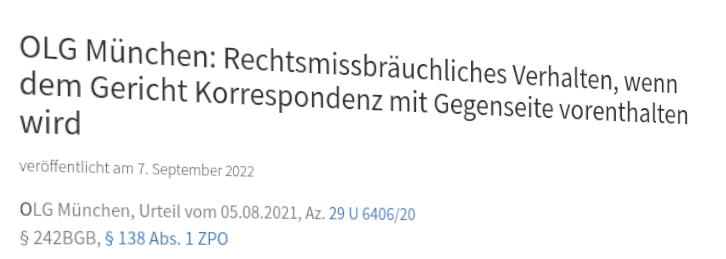 Dr. Tobias Herrman (Hamburger Counsel der „Media Kanzlei“) und §138 ZPO, §242 BGB